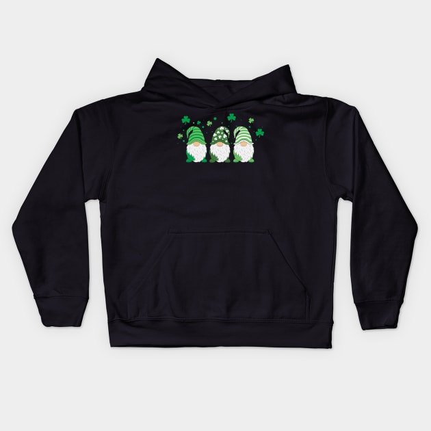 St. Patricks Day Gift Cute Gnomes Kids Hoodie by DragonTees